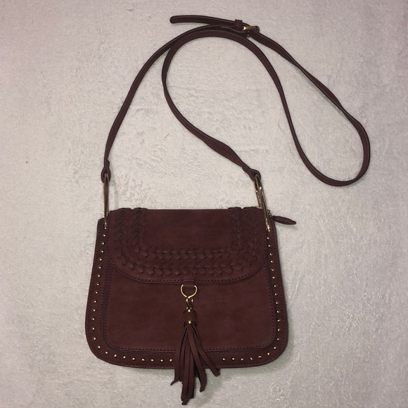 Francesca’s Burgundy Studded Tassel Purse - Picture 1 of 8